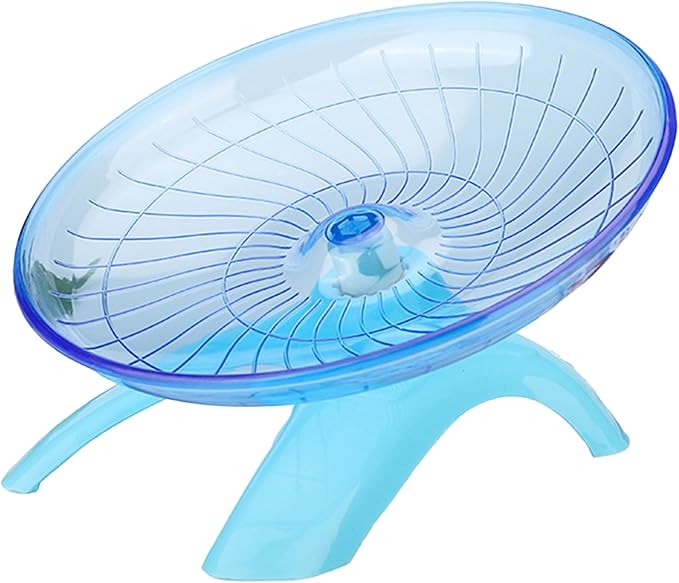 Silent Running Wheel for Small Animals, 7 Inch Flying Saucer Design, Exercise Wheel for Hamsters, Guinea Pigs, Hedgehogs, Blue