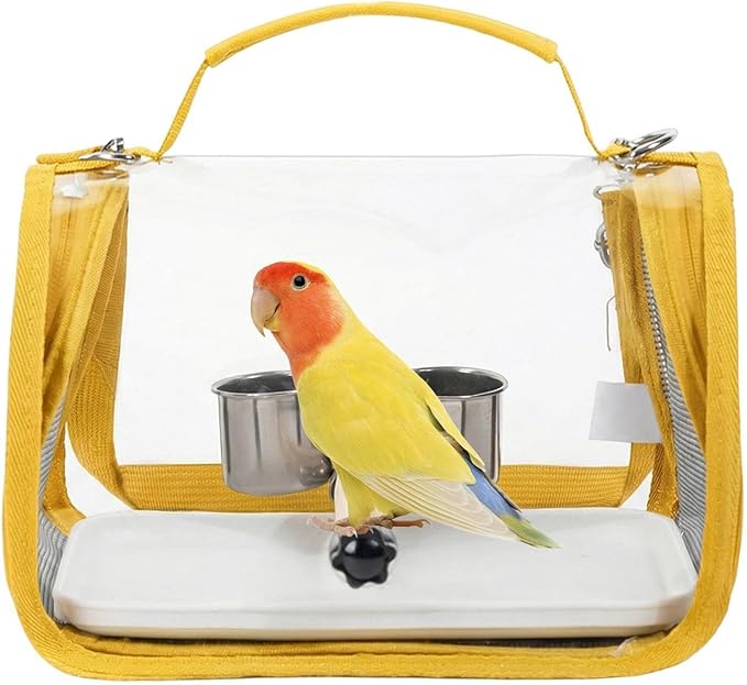 Bird Travel Carrier - Transport Bag for Bird with Perch - Lightweight Parakeet Cage - for Parrot Parakeet Cockatiel Conure Cockatoo Outdoor Travel Camping Road Trip Vacation