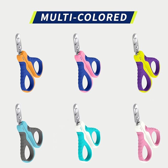 WePet Pet Nail Clippers U07.1, Professional Claw Trimmer, Bended Scissor Special for Cats, Kittens, Dogs, Puppies, Small Animals, White/Thulian Pink