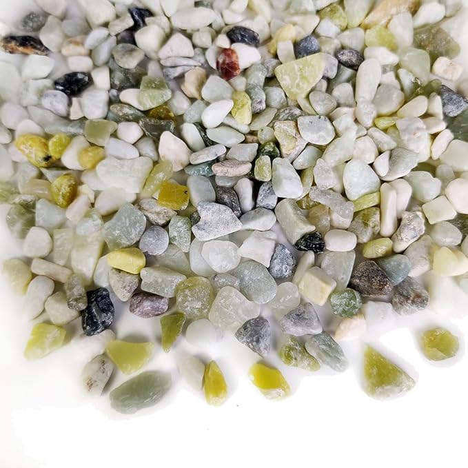 1.1 LB Natural Small Jade Gravels Mini River Rocks,Light Green Mix | Decorative Soil Cover Pebbles Stones for Succulent Plant,Planter Bonsai,Fairy Garden,Candle Home Decor