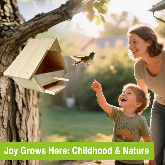 Weatherproof Solid Wood Dove Nesting Box - Outdoor Handmade Bird House with Triangular Entry | Attracts Mourning Doves