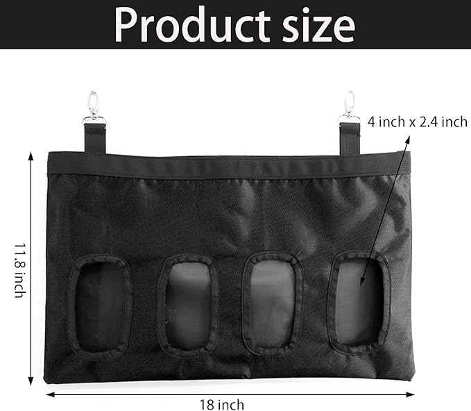 Rabbit Hanging Hay Feeder Bag Large Capacity Small Animal Hay Dispenser 600D Oxford Cloth Rabbit Hay Storage Bag for Bunnies Guinea Pigs Chinchillas (Black)