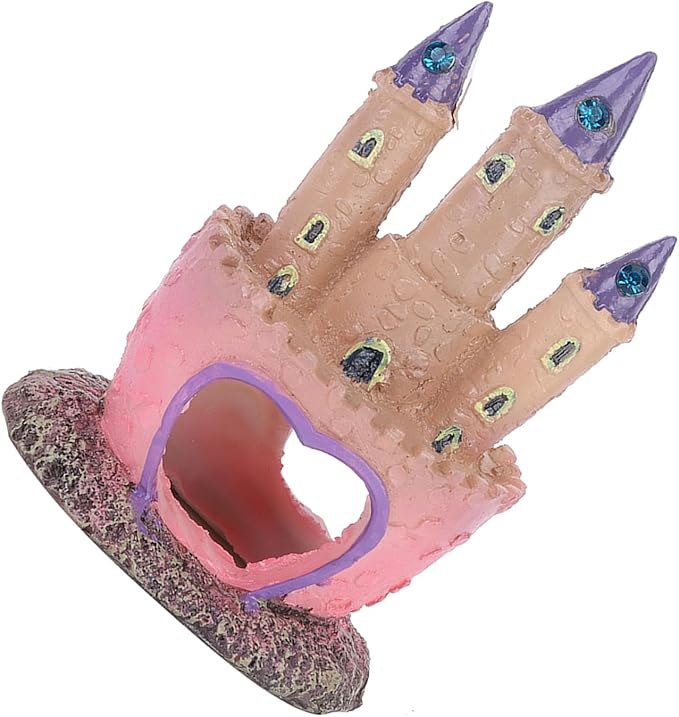Fish Tank Decorations Small, Mermaid Fish Tank Decorations, Fish Castle for Aquarium, Pink Aquarium Resin Castle Decoration for Aquarium Fish Reptiles Tank