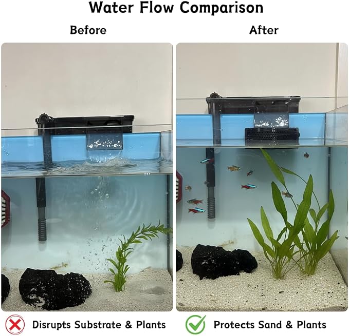 Aquarium Filter Baffle with Suction Cups, Fish Tank Flow Controller | Water Surface Calmer & Flow Reducer for Betta Fish and Shrimp (Black)