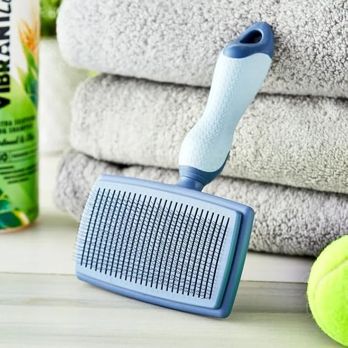 Vibrant Life Self Cleaning Slicker Brush with Non-Slip Handle