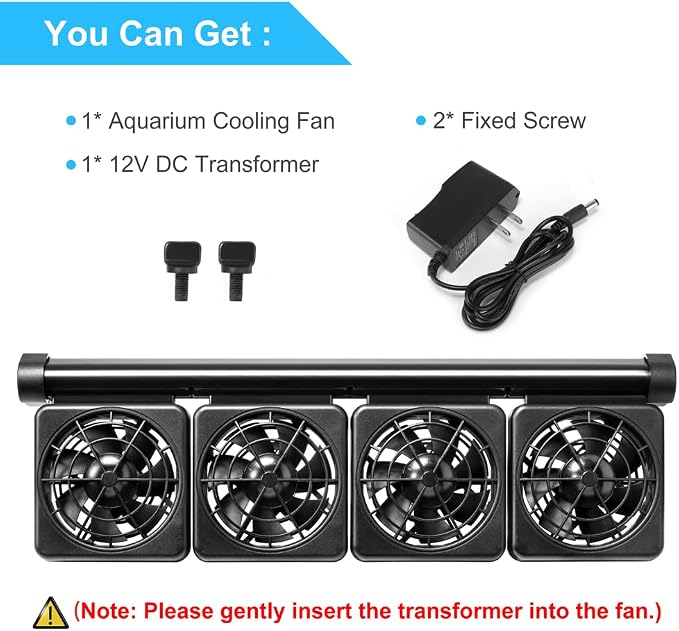 DaToo 4 Fans Aquarium Chiller Fish Tank Fan Aquarium Cooling Fan, 1 Yr Warranty