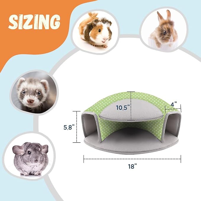 Guinea Pig Hideout, Interactive Guinea Pig Tunnel Bed, Washable Small Animal Tubes Toys Cage Accessories for Ferret Bunny Chinchilla