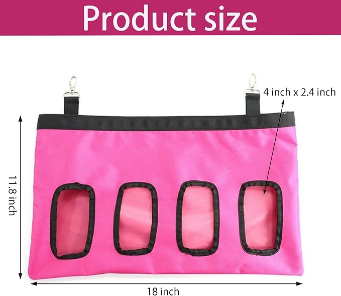 Rabbit Hanging Hay Feeder Bag Large Capacity Small Animal Hay Dispenser 600D Oxford Cloth Rabbit Hay Storage Bag for Bunnies Guinea Pigs Chinchillas (Rosered)