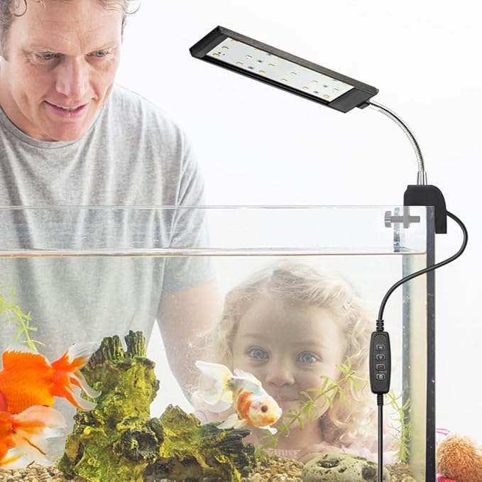 DaToo Aquarium Light Small LED Clip Light for Fish Tank 7W with Timer&Dimmer, 1 Yr Warranty
