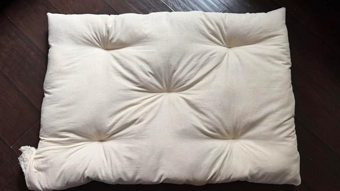 Rectangular Muslin Dog Bed Insert with Raw Cotton Filler, Natural Pet Bed Cushion Insert, Breathable Inner Pillow for Dog Bed Covers (Small 24"x15"x3")