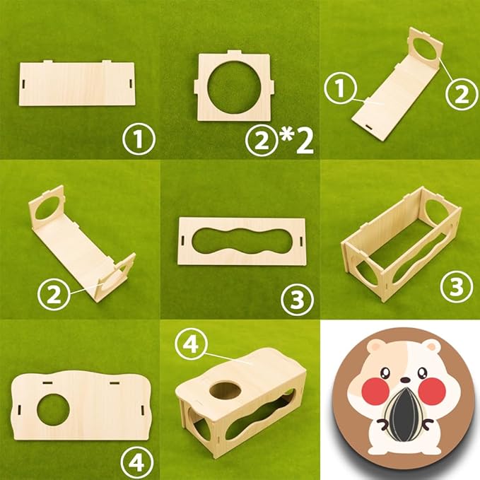 Medium Wooden Hamster Inspired Tunnel with Side & Top Windows Tunnel Toy Dreamy Cloud-Inspired Hideout with Smooth Streamlined Design – Natural Hideout Tube for Dwarf and Syrian Hamsters, Gerbils