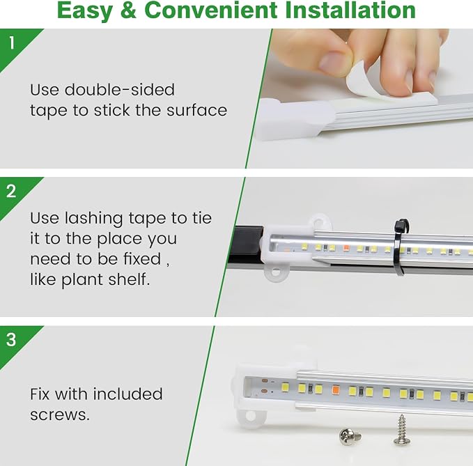Wiaxulay 16in Grow Light Strip for Indoor Plants Growing, Full Spectrum 36W | 6 Bars-1 Pack, 360 LEDs Full Spectrum Plant Lights with 6/12/16 Hrs, 3 Switch Modes, 5 Brightness for Hydroponics Succulent