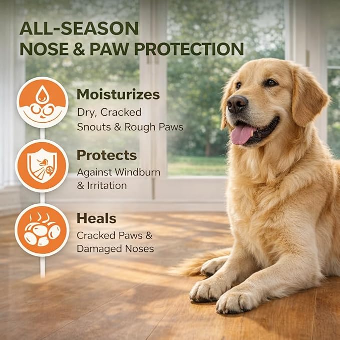 Dog Paw&Nose Balm Lick Safe1.4oz(40g),All-Natural Ingredients Pets Paw Wax,Healing Moisturizer with Coconut Oil&Honey,for Dry Cracked Dog & Cat Paws,Nose & Elbows, Horse Hoof, Joint Care