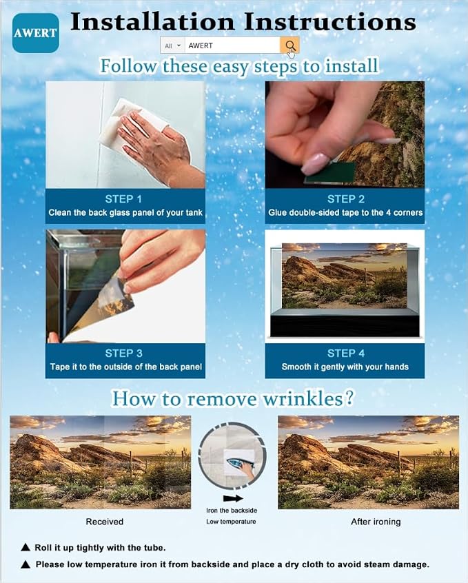 AWERT 72x18 inches Aquarium Background Branches Aquarium Background Aquatic Plant River Bed & Lake Fish Tank Background Vinyl Background | AWERT Moss Driftwood River Bed & Lake Aquarium Background Vinyl