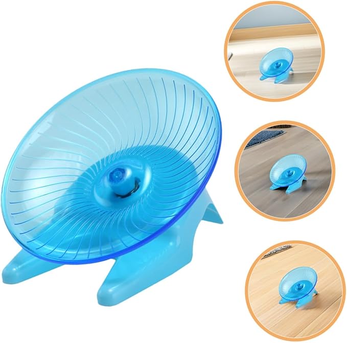 Toddmomy Silent Hamster Flying Saucer Exercise Wheel with Non-Slip Stand, Whisper-Quiet Spinning for Small Pets Including Gerbils, Hedgehogs, and Hamsters, Light Blue