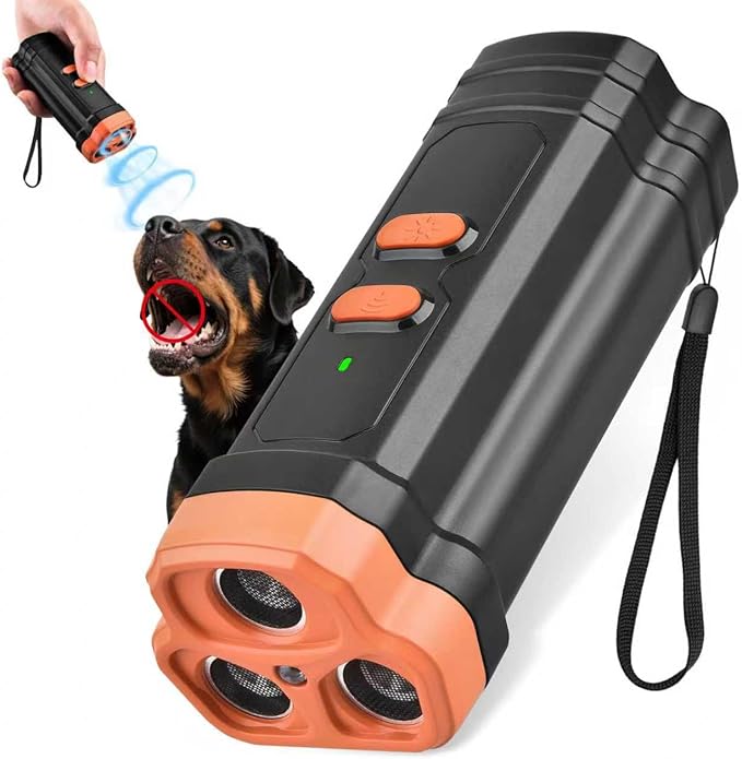 Ultrasonic Anti Barking Device for Dogs - LED Light, Compact & Portable Bark Deterrent Device for Indoor/Outdoor Use, Effective for Your Dog and Neighbor’s Dog Bark Control(Grey)