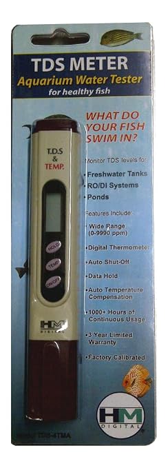 HM Digital TDS-4TMA Pocket Size TDS Tester Meter for Freshwater Aquariums with Digital Thermometer, 0-9990 ppm TDS Measurement Range, 1 ppm Resolution, 2% Readout Accuracy
