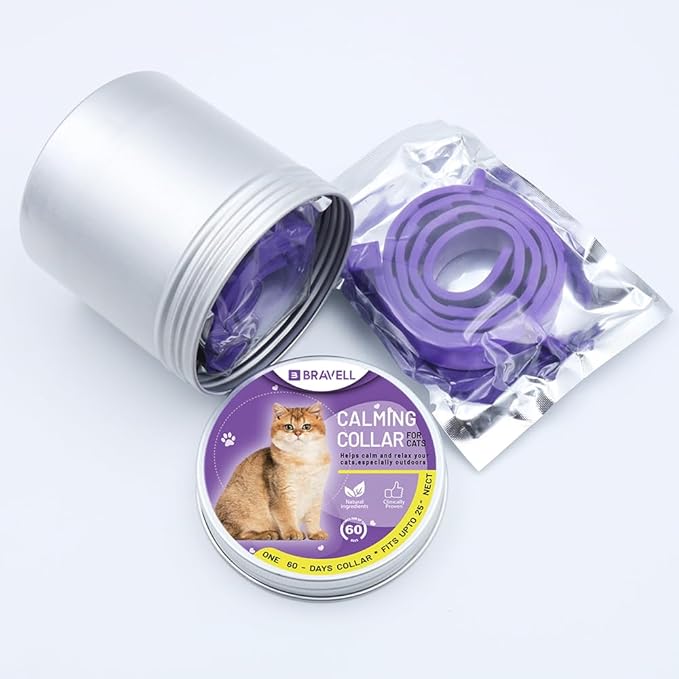 Calming Pheromone Collar for Cats, 4-Pack, Adjustable, Long-Lasting 60-Day Stress & Anxiety Relief, Noise Reduces & Anxiety Separation, Purple
