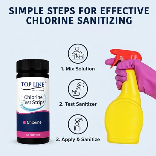 200 Chlorine Test Strips for Food Service 0-500 ppm (Value Pack) - Bleach Sanitizer Test Strips Food Service - Sanitizer Testing Strip - Chlorine Tester - Restaurant Supplies