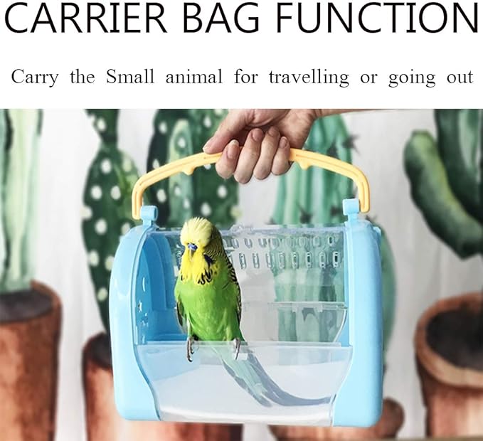 kathson Hamster Cage Travel Carrier Portable Cage with Water Bottle Outgoing Cage and Adjustable Strap Pet Cage for Small Pet Hedgehog Sugar Glider Squirrel Mice(Blue)
