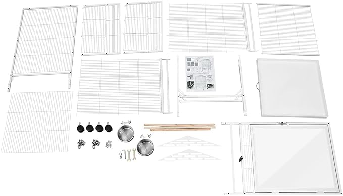 49" H Large Bird Cage with Wheels, Iron Bird Cage with Pull-Out Tray Rolling Stand Clear Acrylic Door Bird Flight Cage with Stand Bars and Feeding Bowls for Small and Medium-Sized Parrots