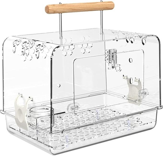 Baoblaze Lightweight Bird Carrier Cage for Small Birds, Transparent Acrylic, 11.8"L x 8.3"W x 9.1"H