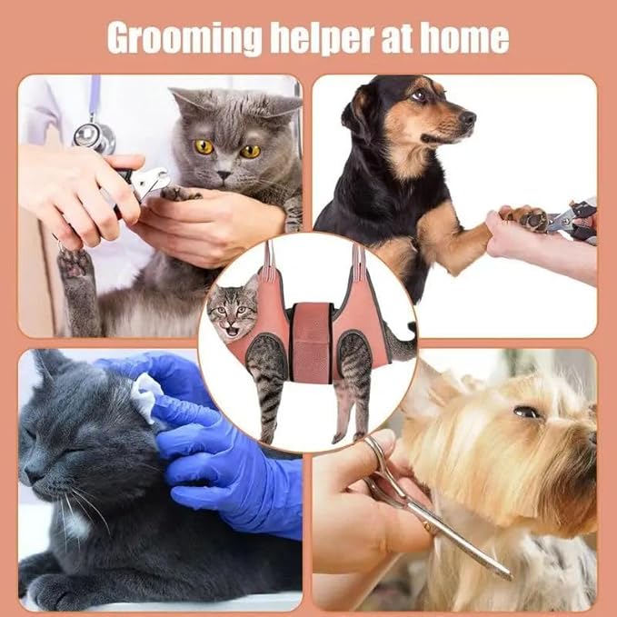 Dog Grooming Hammock, Cat Hanging Harness for Nail Trimming with Nail Clippers, Dog Sling for Nail Clipping, Grooming Harness for Dogs at Home (Orange, m)
