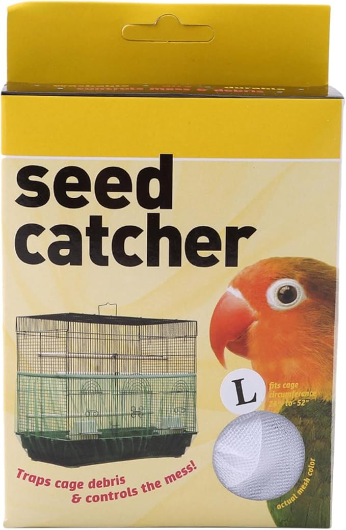 Sperrins Adjustable Bird Cage Cover,Seed Catcher Bird Cage Tidy Bird Cage Mesh Net Cover Skirt Guard for Parrot Parakeet Round Square Cages