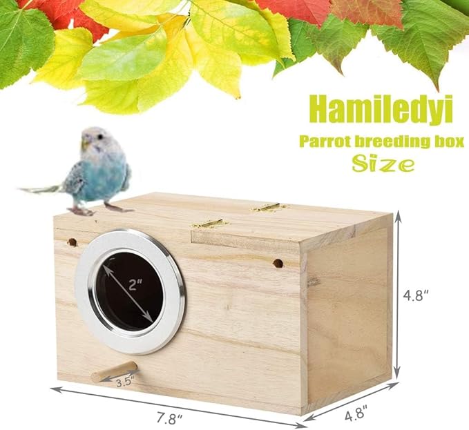 Hamiledyi 2PCS Parakeet Nesting Box Bird House Bird Nest Wood Breeding Box Parrot Mating Box for Parrot Lovebirds Cockatiel Conure Cockatoo Budgie Finch Canary(Style A)