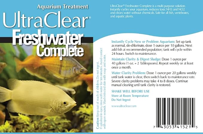 Freshwater Complete โ Beneficial Bacteria Aquarium Additive โ 3-in-1 Bio Starter, Aquarium Water Clarifier & Sludge Digester โ Helps Establish Biological Filtration & Clear Cloudy Water