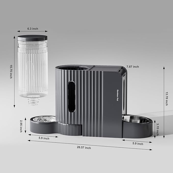 Gardner Pet Automatic Gravity Cat Food Feeder and Water Dispenser Stainless Steel Two-in-One Set Large Capacity Dispenser for Pets Dogs, Puppies, Kittens-(0.8 Gallons x 2)