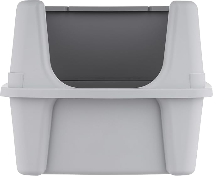 IRIS USA Cat Litter Box Large Open Top with High Sided Walls Tall Scatter Shield Scoop Included Easy Clean Plastic Pan Stain Resistant for Big Cats Kittens Indoor Multi-Cat Households