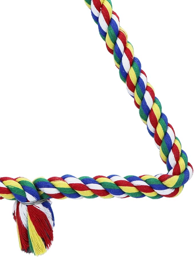 Bird Triangle Rope Swing Colorful Perch Chewing Toy for Parrots Budgie Parakeet Cockatiel Cockatoo (M)