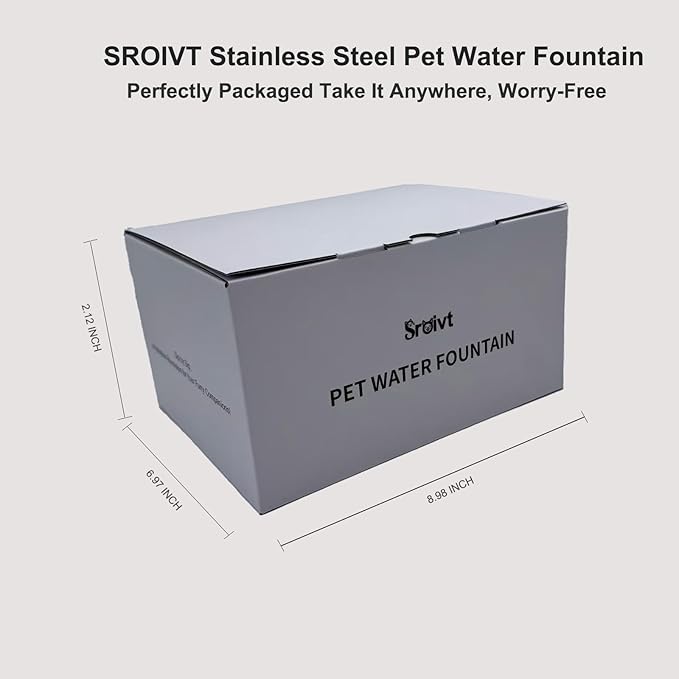 Cordless Cat Water Fountain Stainless Steel - Stainless Steel Cat Water Fountain Cordless - Water Fountain for Cats - Wireless Pet Water Fountain - Motion Sensor/Battery Operated 2.6L,4 Filters