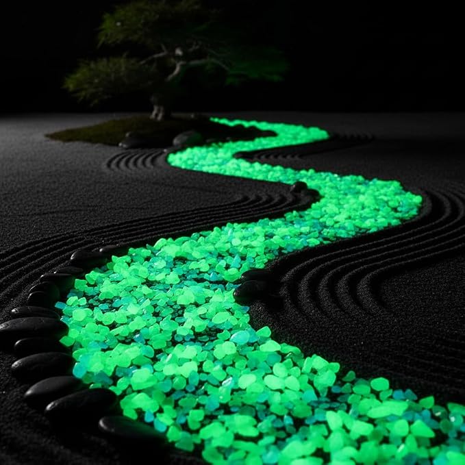 Shiny Stone Glow in The Dark Aquarium Neon Gravel Sand, Decorative Rocks for Fish Tank and Fairy Garden, Home Dec,305g/0.67lbs (Yellow Green, 5-8mm)