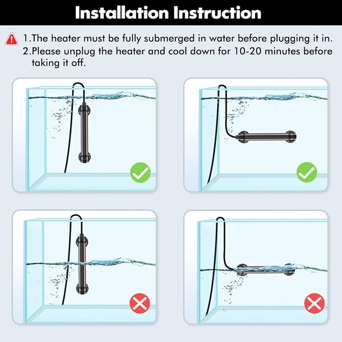 Orlushy Submersible Aquarium Heater, Fish Tank Heater with Free Thermometer for Freshwater and Saltwater Tank