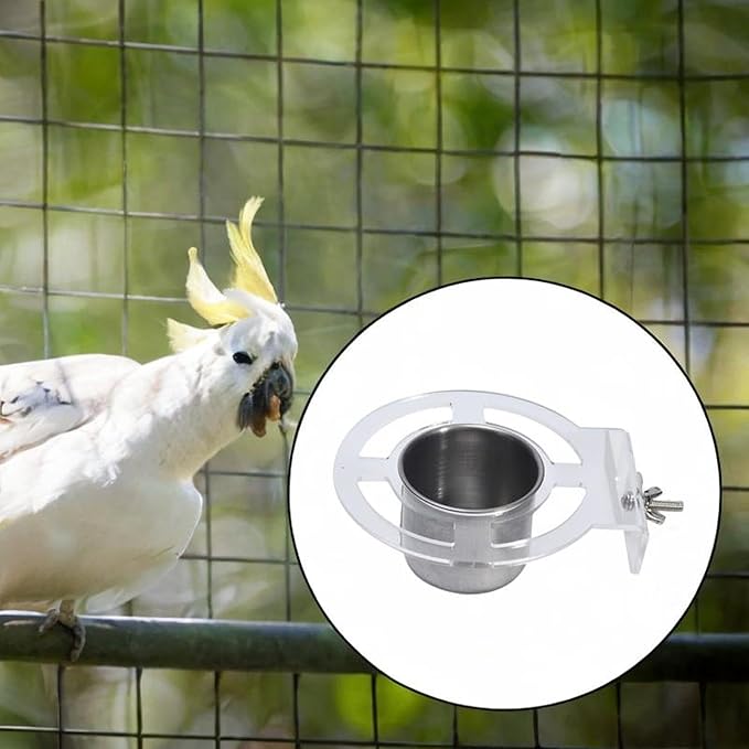Bird Feeding Dish Cups Birdcage Coop Water Feeder Stainless Steel Parrot Food Bowl Cage Parrot Feeders for Cockatiel Parakeet