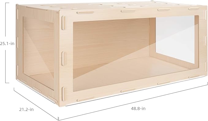 Niteangel Bigger World - MDF Aspen Terrarium for Hamster Gerbils Mice Lemming Degus or Other Small-Sized Pets (47.2 x 19.7 x 23.6 inches, Burlywood)