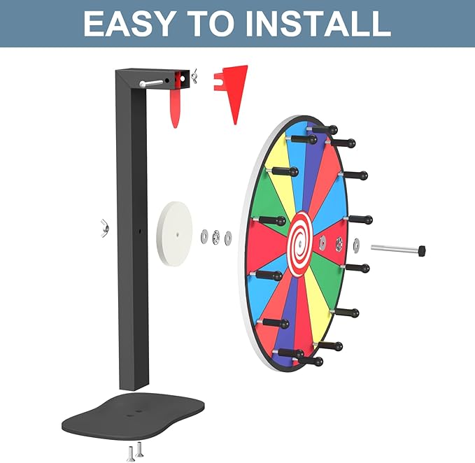 12 Inch Prize Wheel, 14 Slots Spinning Wheel for Prizes, Heavy Duty Base Spinner for Explosive Classroom, Birthday Moments, Parties