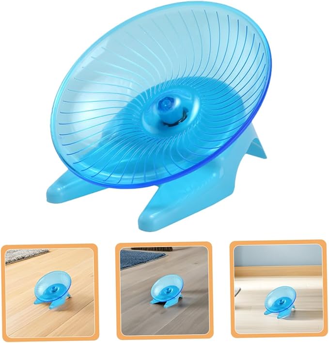 Cabilock Silent Pet Running Wheel with Non-Slip Stand, 7-inch Flying Saucer Hamster Exercise Wheel for Gerbils, Hamsters, and Small Animals, Light Blue Small Animal for Active Play