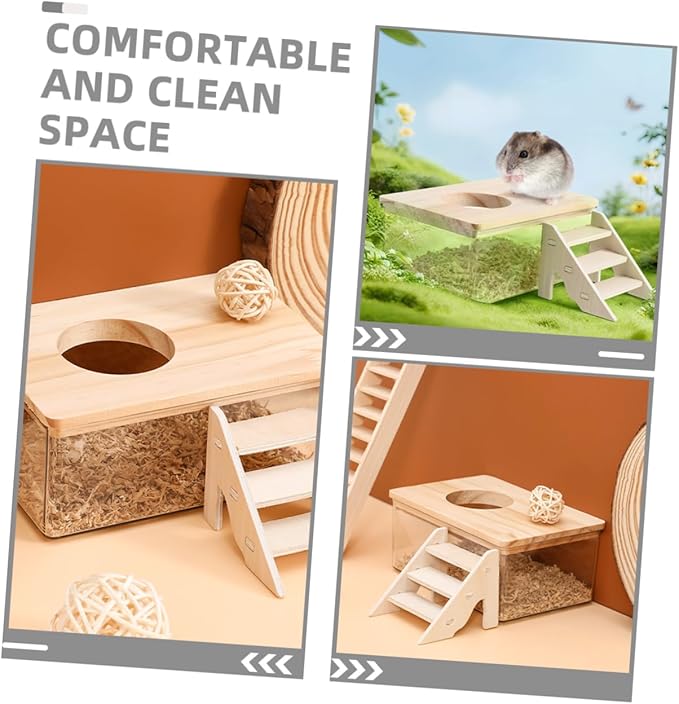 Yardwe Hamster Bathroom Bath Sand Box Ladder Chinchilla Dust Bath Container Storage Box for Hamster Accessories