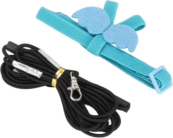 Parrot Bird Harness Leash, Adjustable Parrot Nylon Anti Bite Flying Training Rope, Pet Outdoor Traction Lead, Bird Parrot Flight Suit with Leash for Parakeets Cockatiels Conures Budgies(M-Blue)