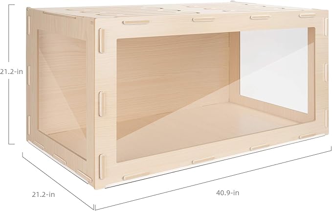 Niteangel Bigger World - MDF Aspen Terrarium for Hamster Gerbils Mice Lemming Degus or Other Small-Sized Pets(39.4 x 19.7 x 19.7 inches, Burlywood)