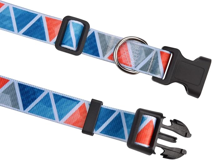 MarukoPet Dog Collar, Adjustable for Small Medium Large Dogs Puppy, Cute Design with Bohemia Floral Tribal Geometric Patterns Boys Girls Dog Collar(Impression Triangle-S)