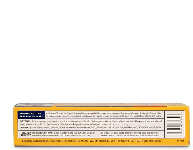Arm & Hammer Complete Care Enzymatic Dog Toothpaste with Baking Soda and Calcium, Fluoride-Free Chicken Flavor for Plaque, Tartar, and Fresh Breath, 6.2 Oz Value Size - 6 Pack
