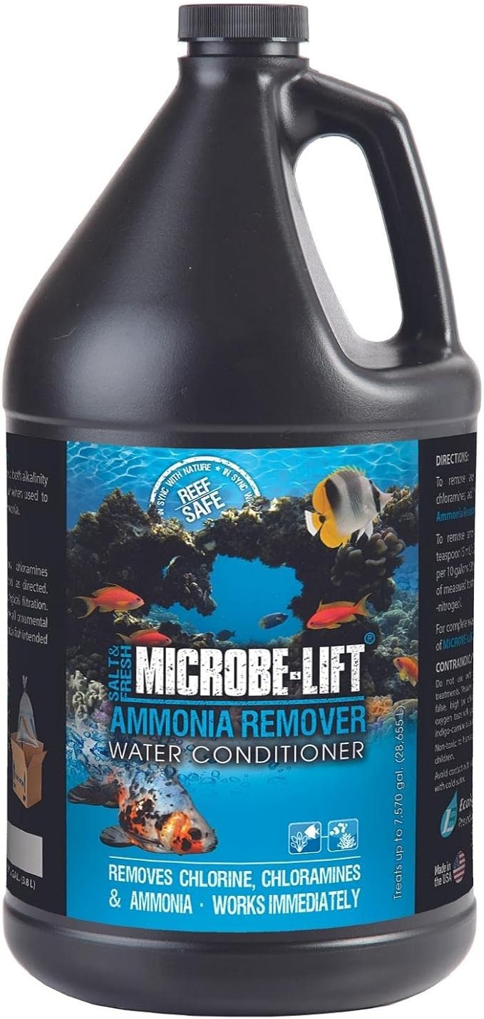 MICROBE-LIFT Ammonia Remover for Fish Tanks, Aquarium Water Conditioner for Freshwater and Saltwater, Ammonia Neutralizer and Detoxifier, Removes Chlorine and Chloramine, 1 Gallon