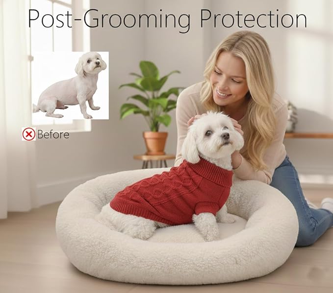 Cable Knitwear Valentines Dog Sweater, Warm Clothes for Chihuahua, Bulldog, Dachshund, Pug, Yorkie,Dog Outfits for Small Dogs Medium Dogs (Red XS)