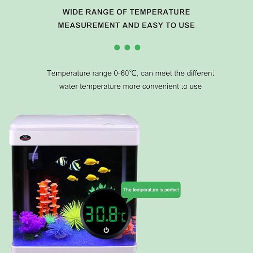 Fishtanks Digital Thermometers LED Display Accurate Temperature Gauge for Reptiles Tanks Wth Stick on Rechargeable Design LED Display Thermometers