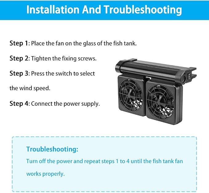 DaToo Aquarium Chiller Fish Tank Fan Aquarium Cooling Fan, 1 Yr Warranty