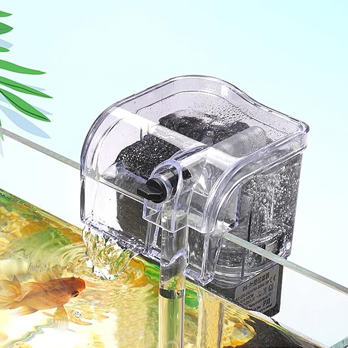 HIERYAN Fish Tank Small Filter Small Aquarium Filter,for 1 to 8 Gallons | Small Submersible Hanging Fish Tank Filter